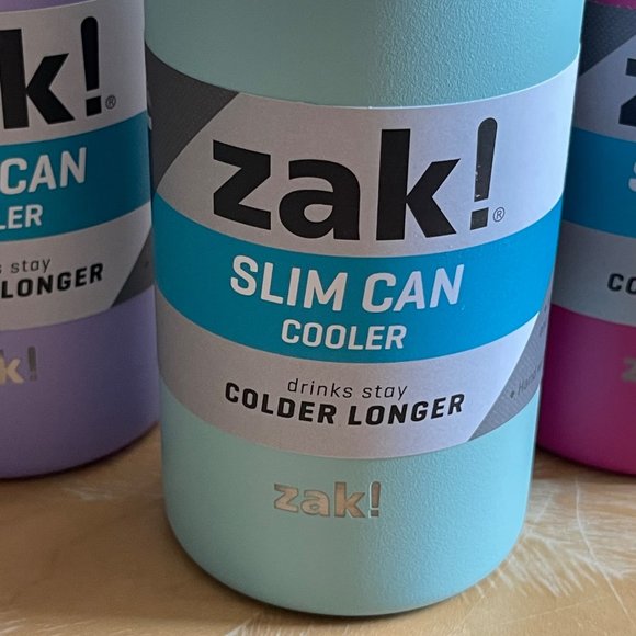 Zak! Slim Can Cooler Pink, Purple or Light Blue 12.5oz Outdoors/Indoors/Summer - Picture 2 of 8